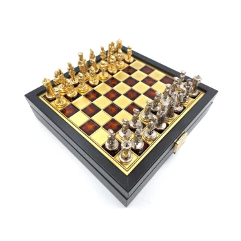 Ekskluzywne szachy metalowe Dynastia Macedońska - Szachownica 20x20cm - SK1 -GD